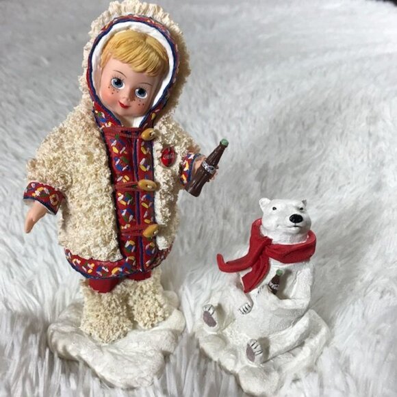 Vintage 2pc Coca-Cola x Madame Alexander 'Off to the North Pole' Figurine Set - Picture 3 of 16